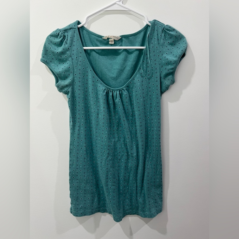 Aeropostale Teal Blouse with Ruched Scoop Neckline